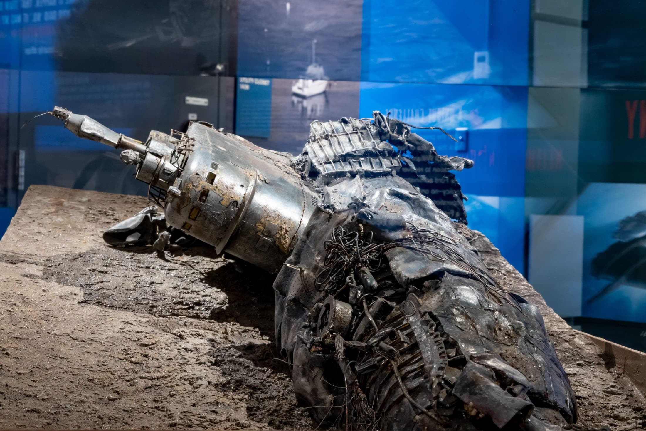 CIA-built model of the sunken K-129 submarine wreck on the seabed, CIA Museum
