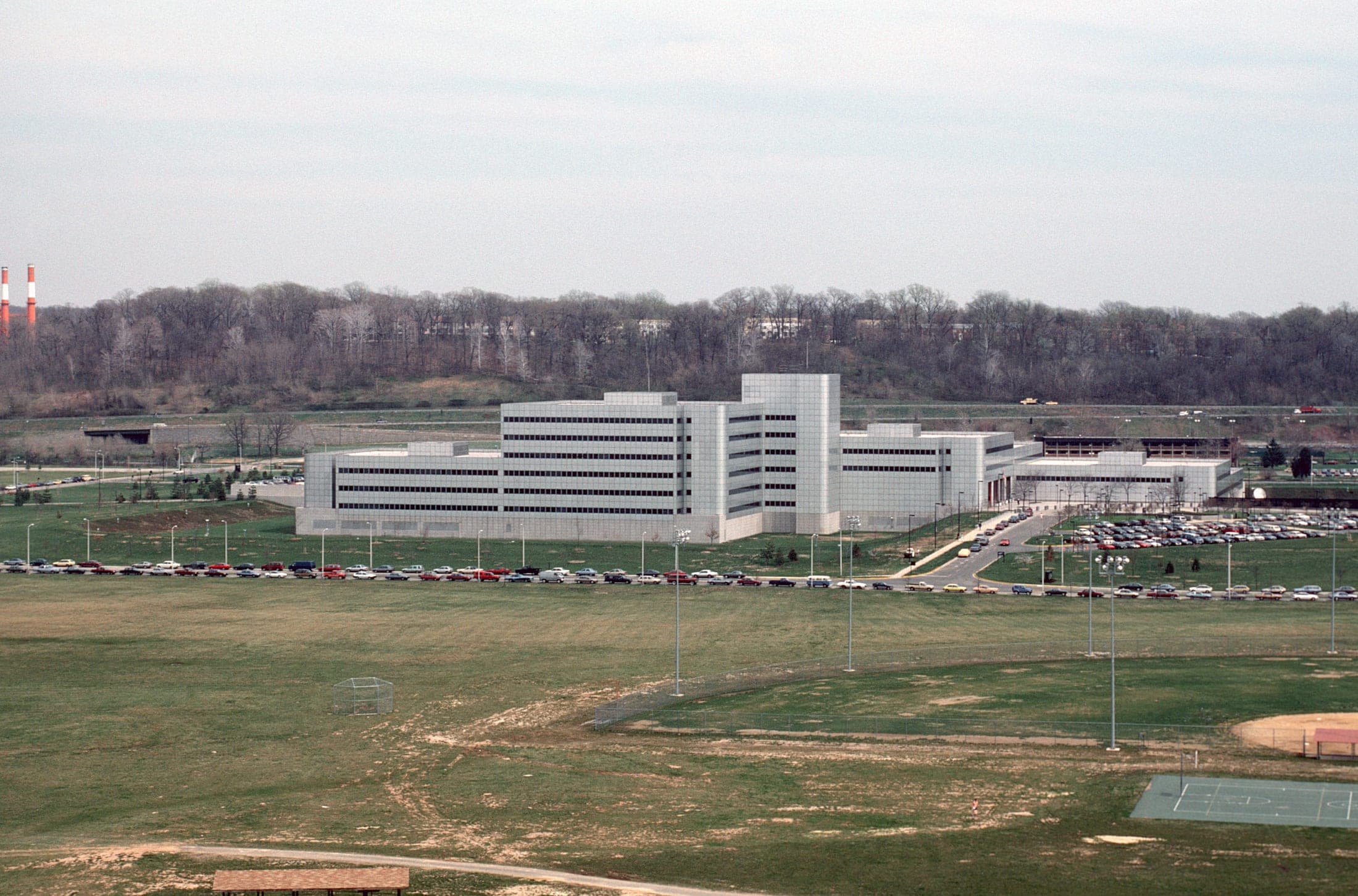 Aerial view of Defense Intelligence Agency headquarters at Bolling Air Force Base, Washington, D.C.